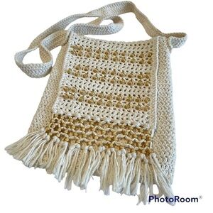 Boho handmade crochet macrame crossbody book bag
